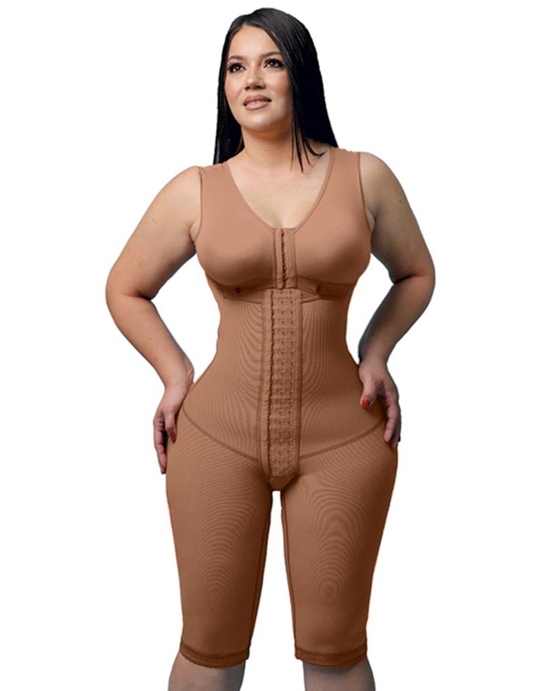 Women's Compression Shapewear Knee-length Girdle With Bra Slimming Bodysuit