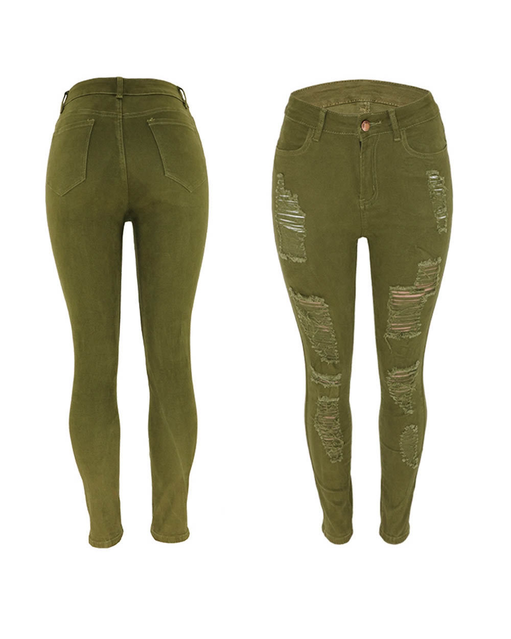 Vaqueros rasgados ajustados con realce de trasero para mujer