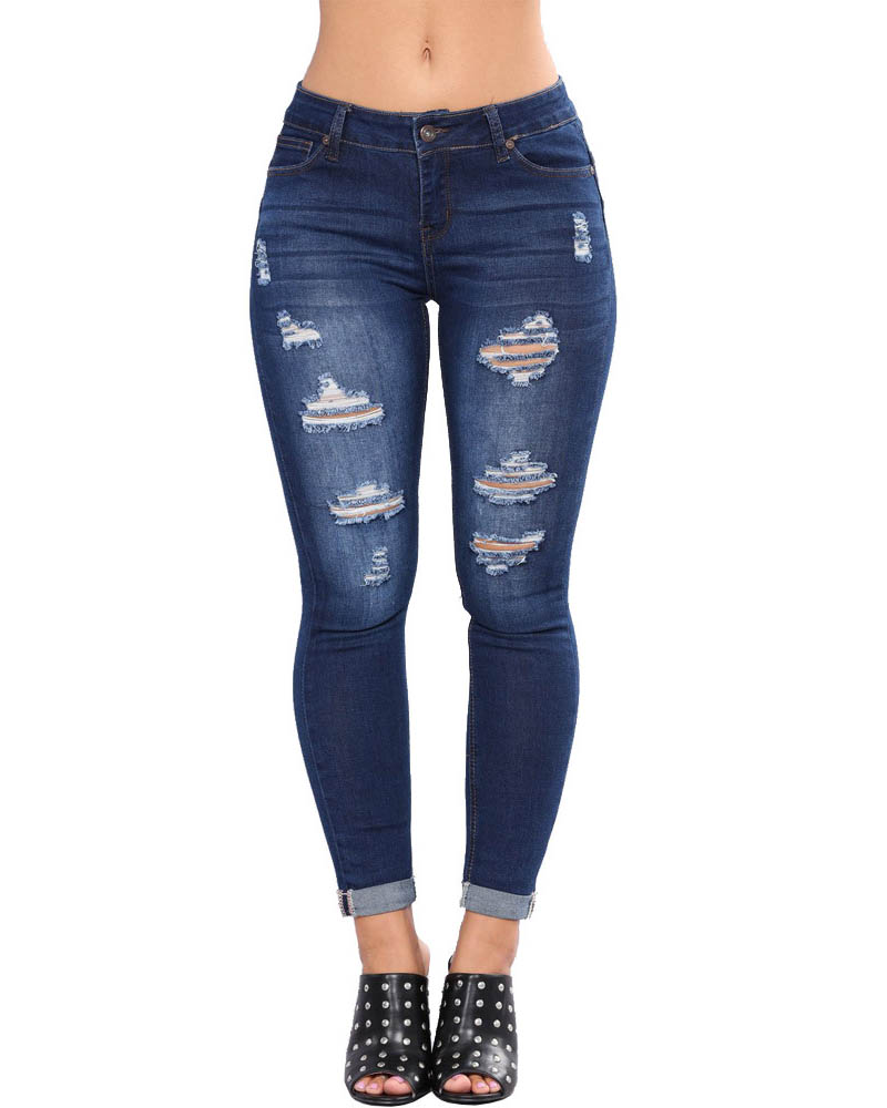 Nalgas slim fit de mujer con agujeros