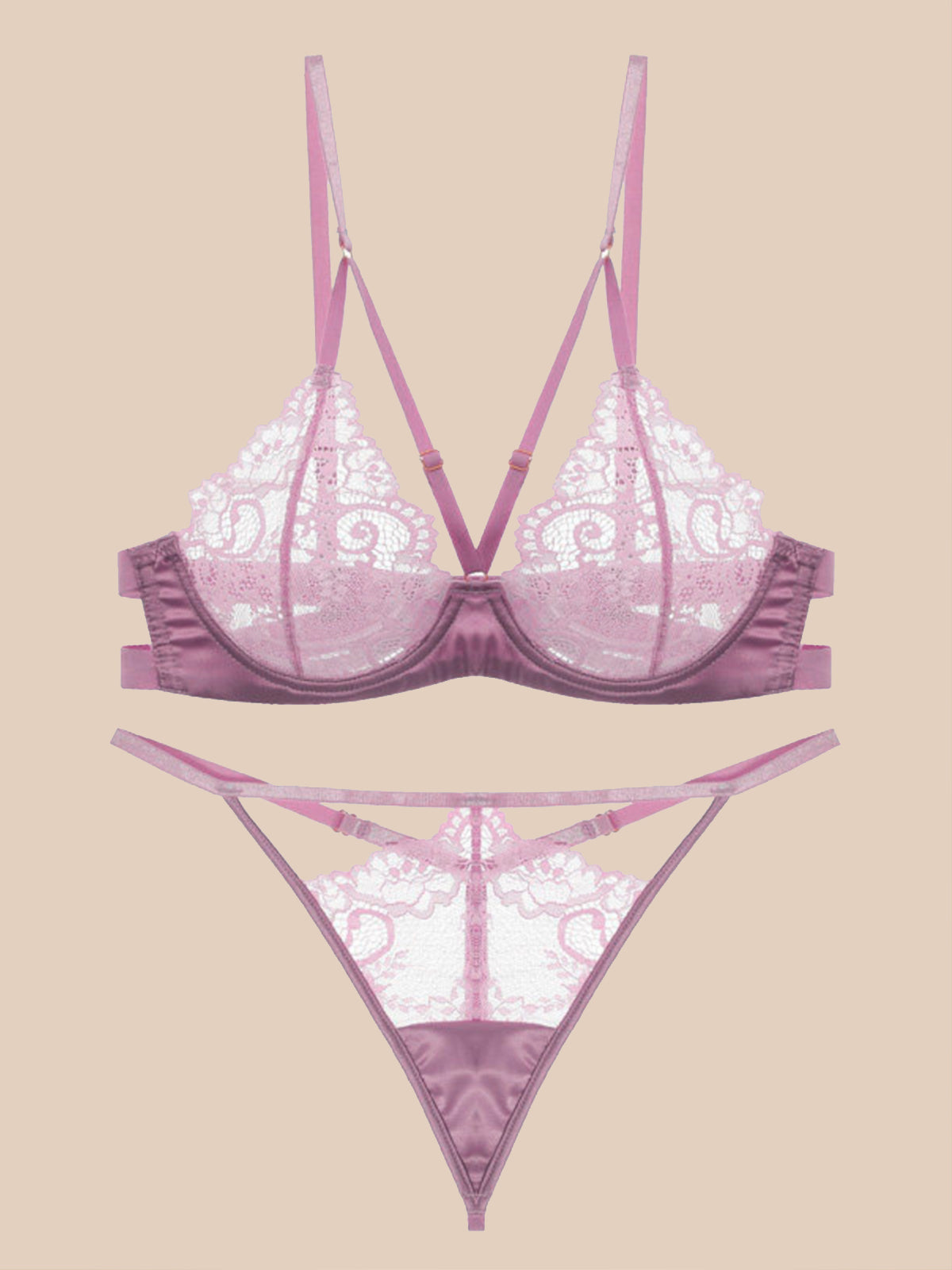 Conjunto de lencería de encaje con tiras de bexley