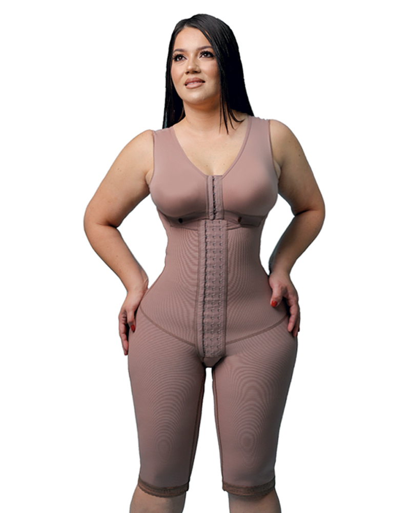 Women's Compression Shapewear Knee-length Girdle With Bra Slimming Bodysuit