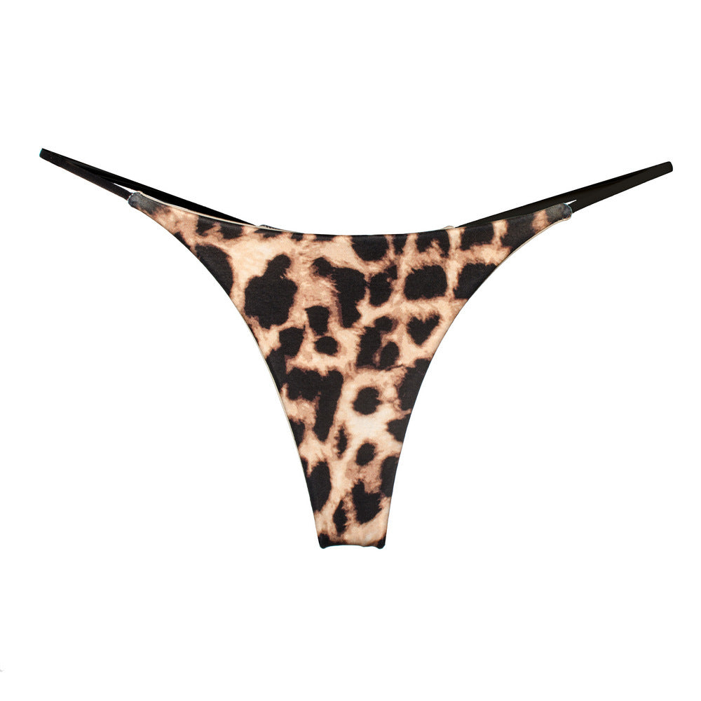 Tanga con espalda en t con estampado de leopardo para mujer
