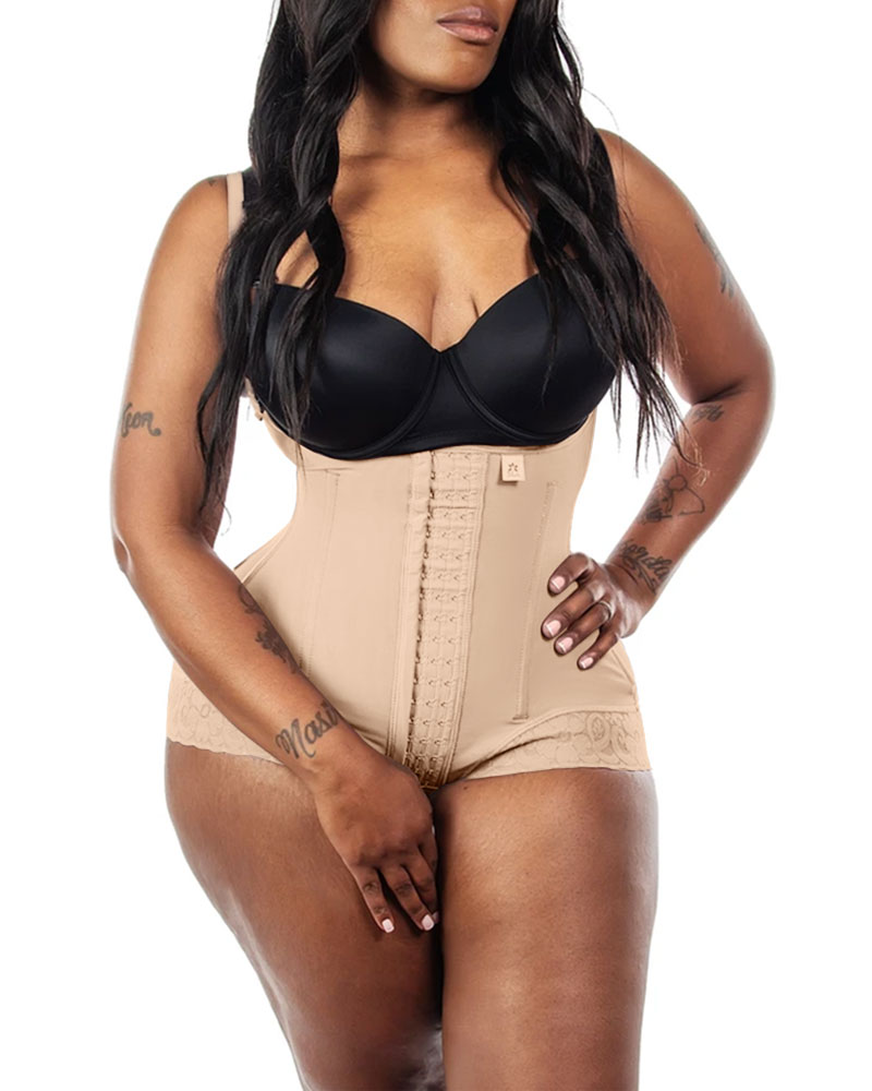 Underbust Eye N Hook Bodysuit Butt Lifting Corset Effect Shapewear Postpartum Recovery Belt Faja Adjustable Straps