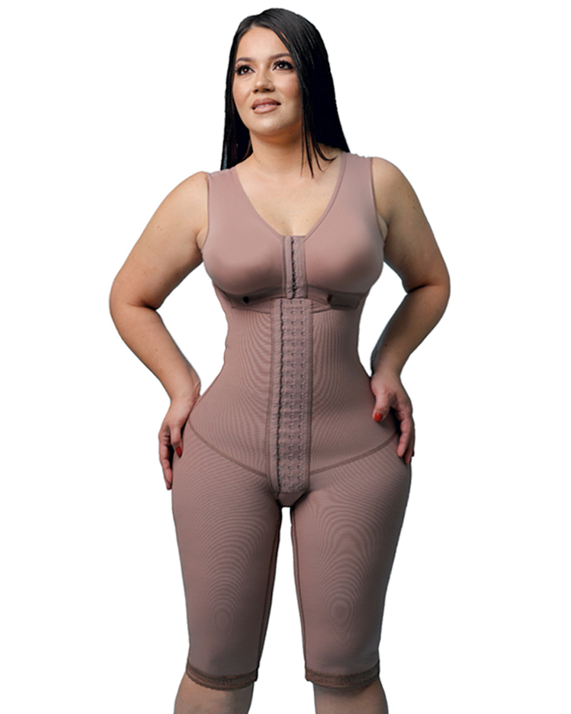 Women's Compression Shapewear Knee-length Girdle With Bra Slimming Bodysuit