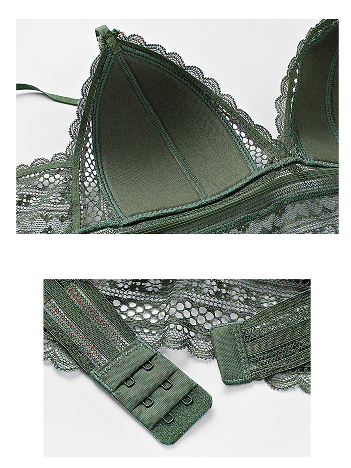 Sujetador inalámbrico sin espalda en forma de U de lencería de encaje 