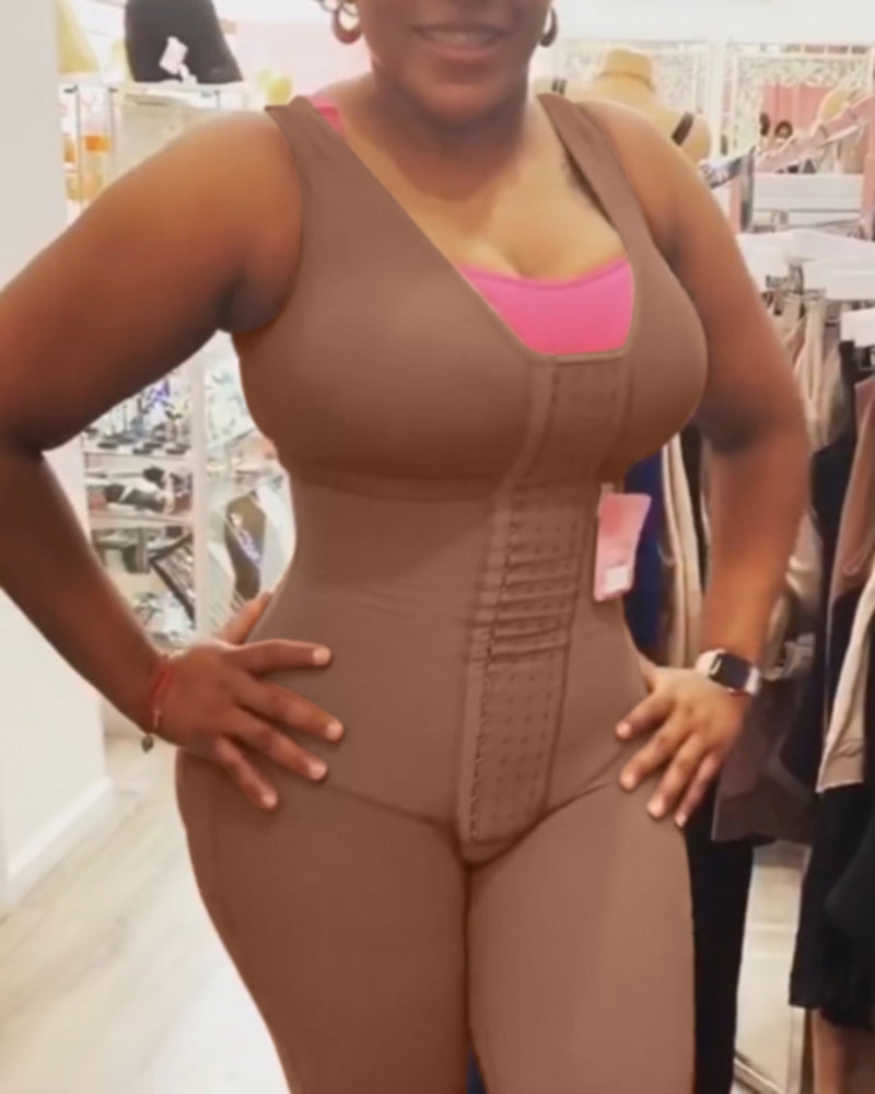 Fajas para mujeres control de barriga gancho y cierre de ojos body de 