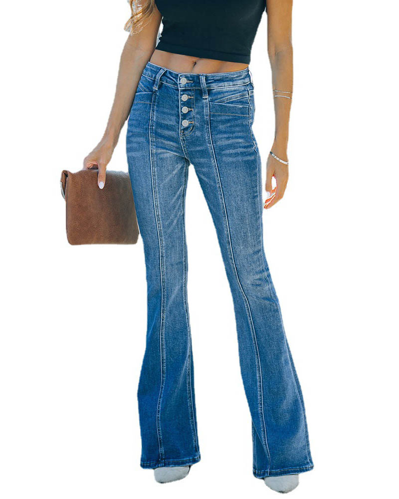 Pantalones vaqueros acampanados con panel delgado elástico