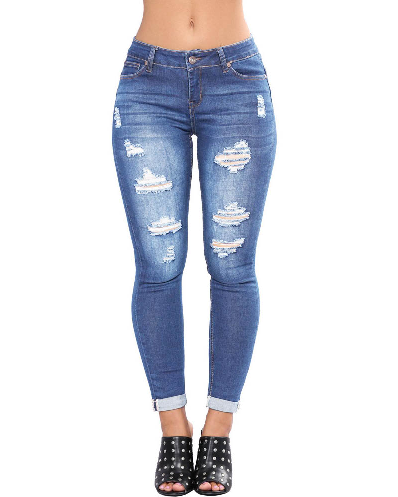 Nalgas slim fit de mujer con agujeros