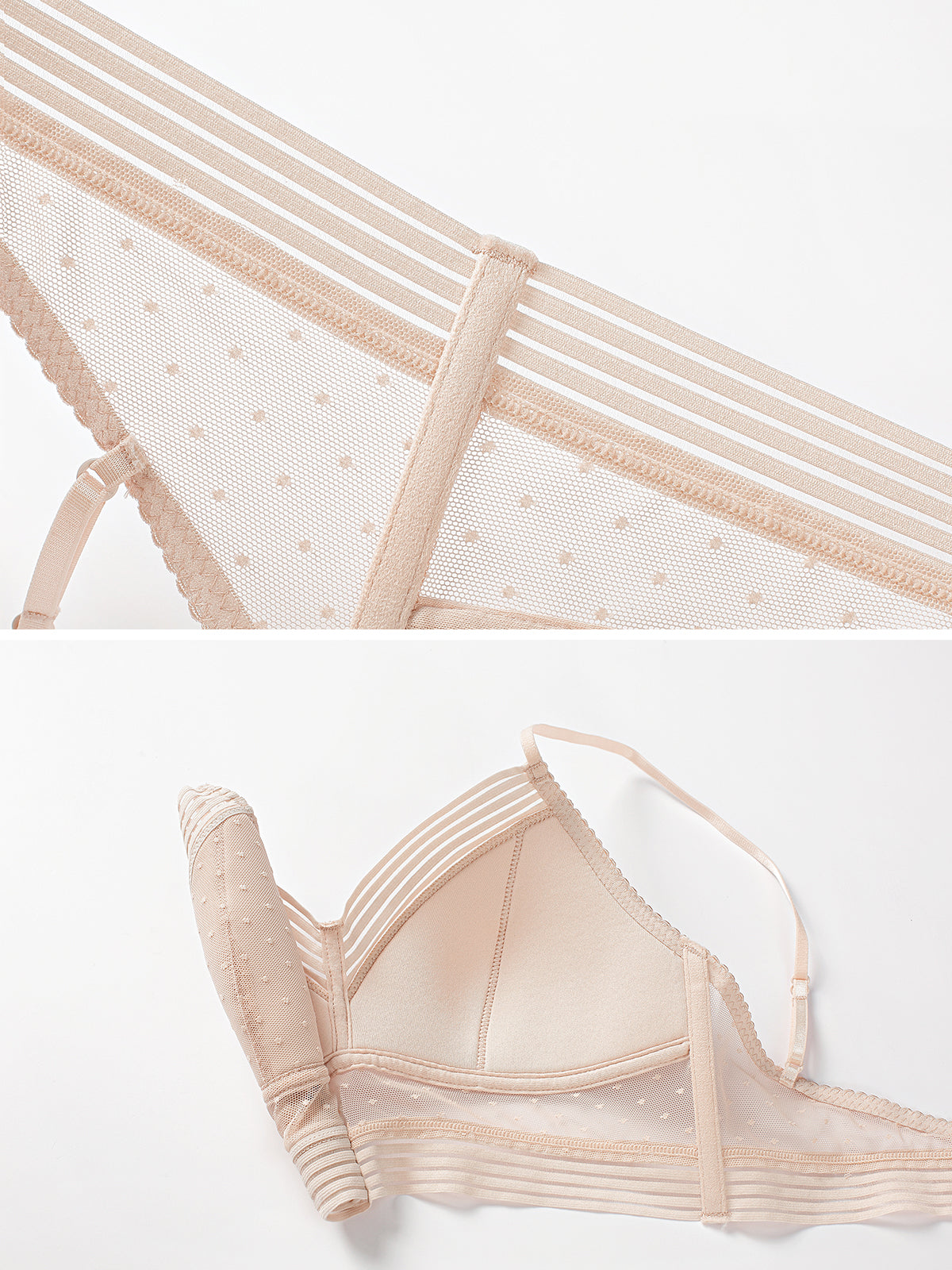 Ropa interior de sujetador inalámbrico de encaje francés de malla de l