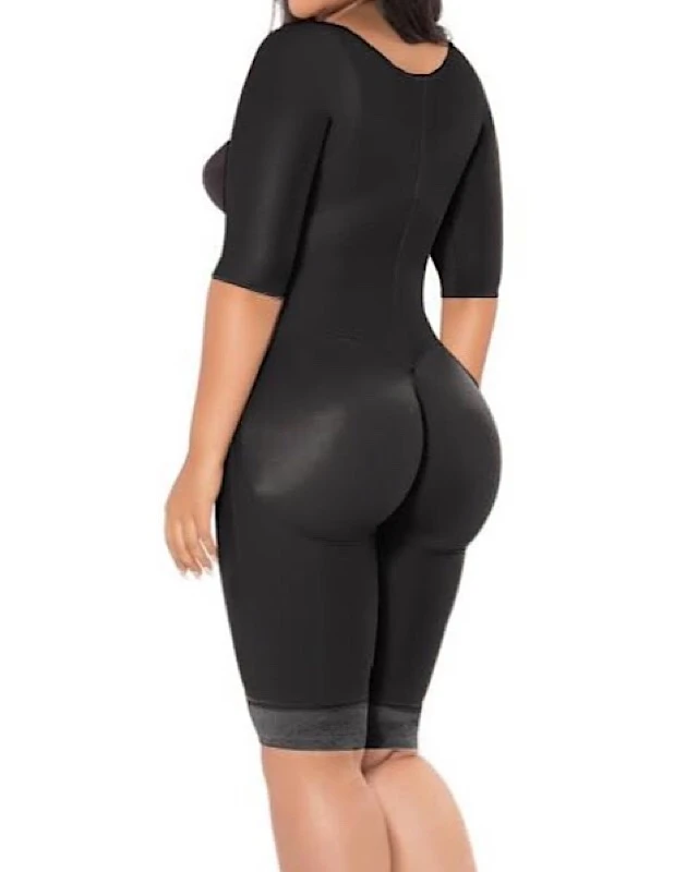 One-Piece Body Slimming Bodysuit With Half Sleeves Underbust High Back Shapewear For Women With Eye N Hook
