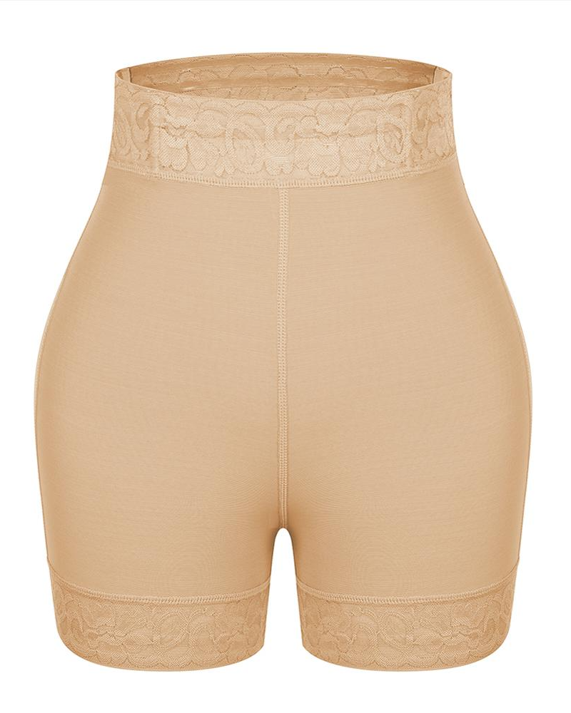 Mid-Waist Shaping Shorts Shapewear Panty With Anti-Rolling Lace Tummy 