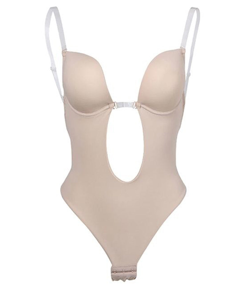 Women Plus Size Backless Shapewear Integrated Bra Body Shaper Seamless