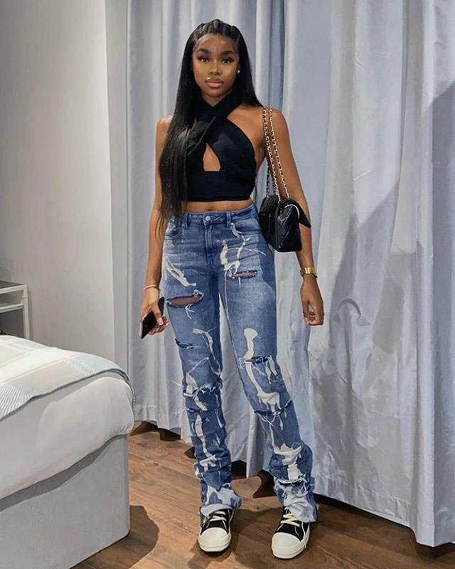 Vaqueros elásticos de tiro alto ajustados