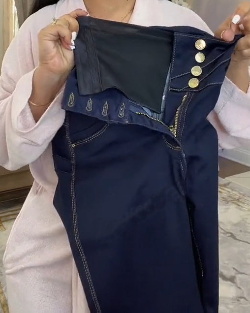 (Pre Sale)High Rise Curved Button Breasted Slimming Functional Skinny 