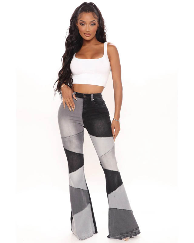 Vaqueros con costuras a la moda de pierna ancha para mujer