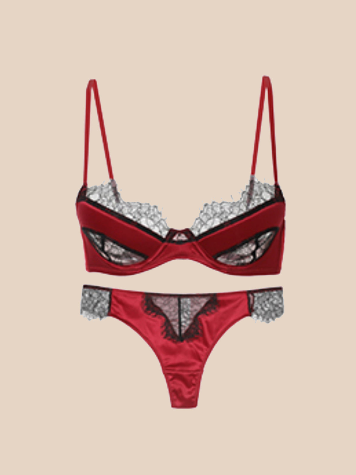 Conjunto de lencería de encaje transparente zora