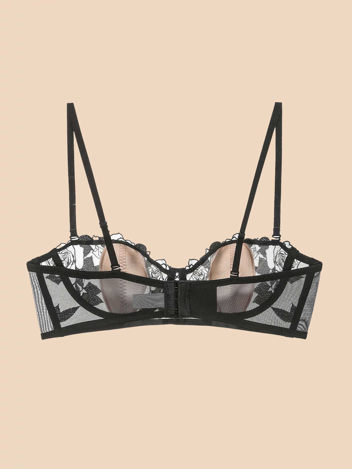 Conjunto de ropa interior con sujetador bordado rosa