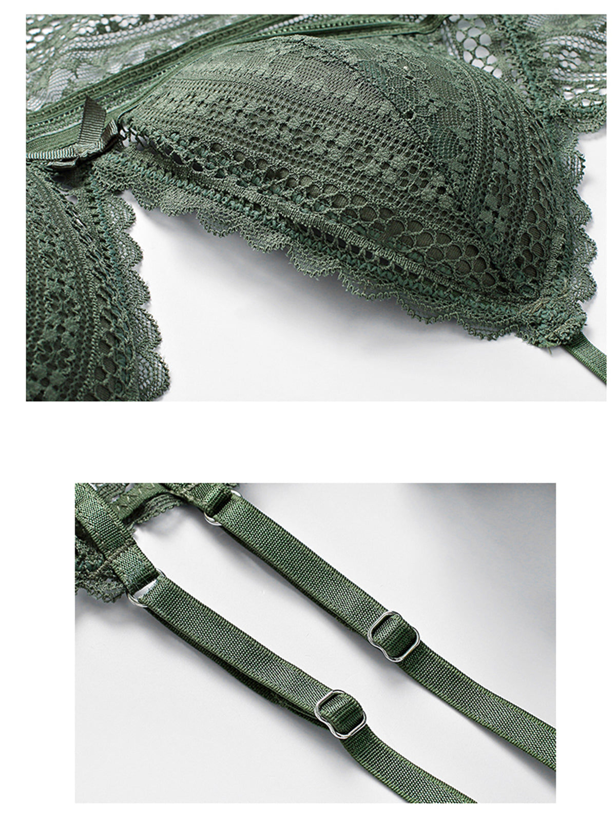 Sujetador inalámbrico sin espalda en forma de U de lencería de encaje 