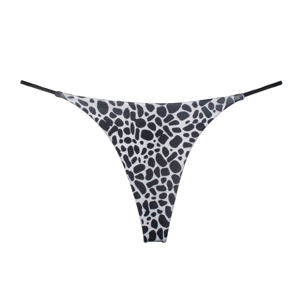 Tanga con espalda en t con estampado de leopardo para mujer