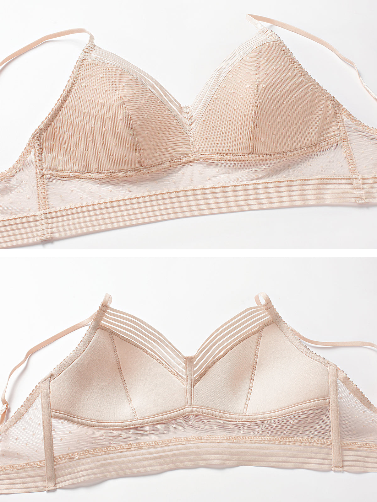 Ropa interior de sujetador inalámbrico de encaje francés de malla de l