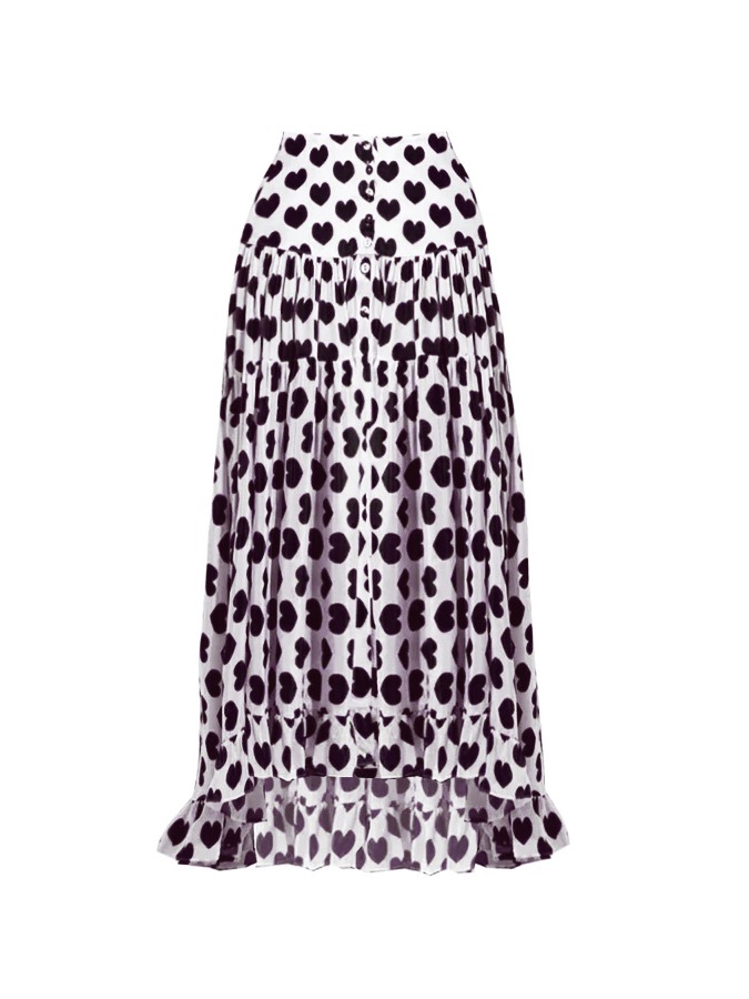 Sling Lace Up Printed One Piece Swimsuit And Beach Skirt