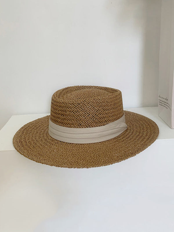 Leisure Sun-Protection Flat Straw Hat