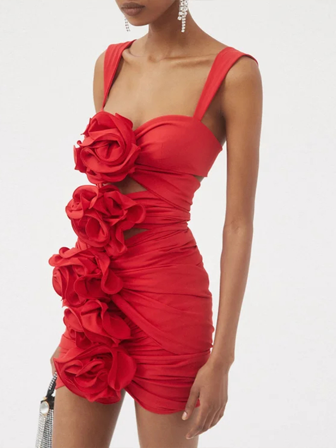 3D Flower Cutout One Piece Swimsuit