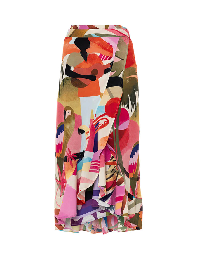 Tropical Flower and Bird Print Bikini And Cover Up