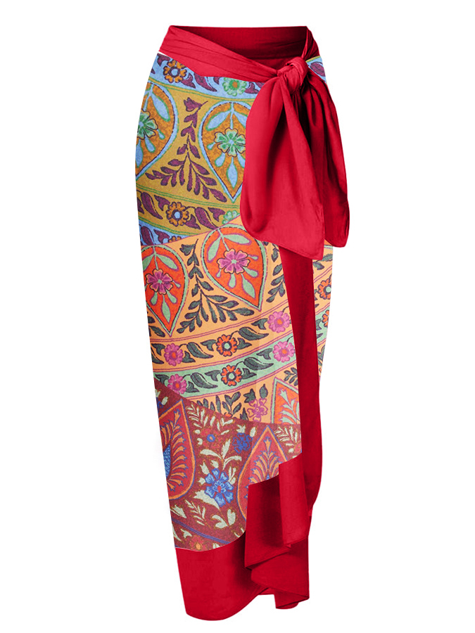 Vintage Print Beach Swimsuit and Cover-up