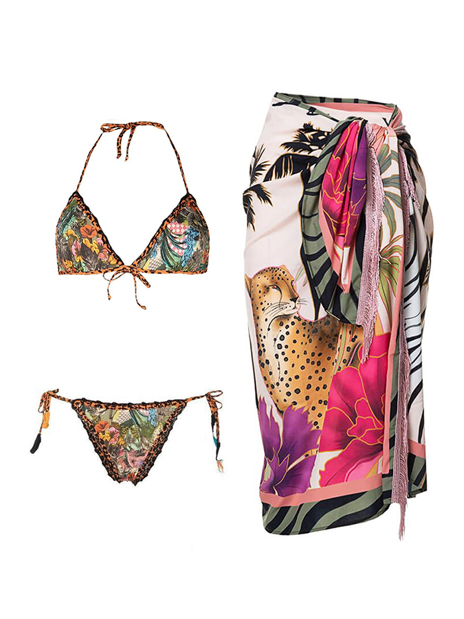 Vintage Print Bikini and Cover Up
