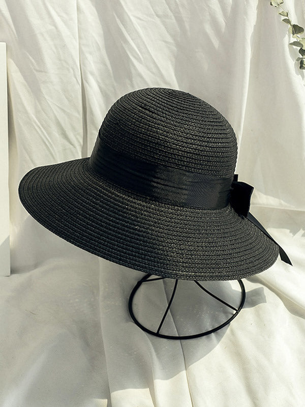 Sunscreen Straw Bow-Knot Woven Breathable Foldable Beach Hat