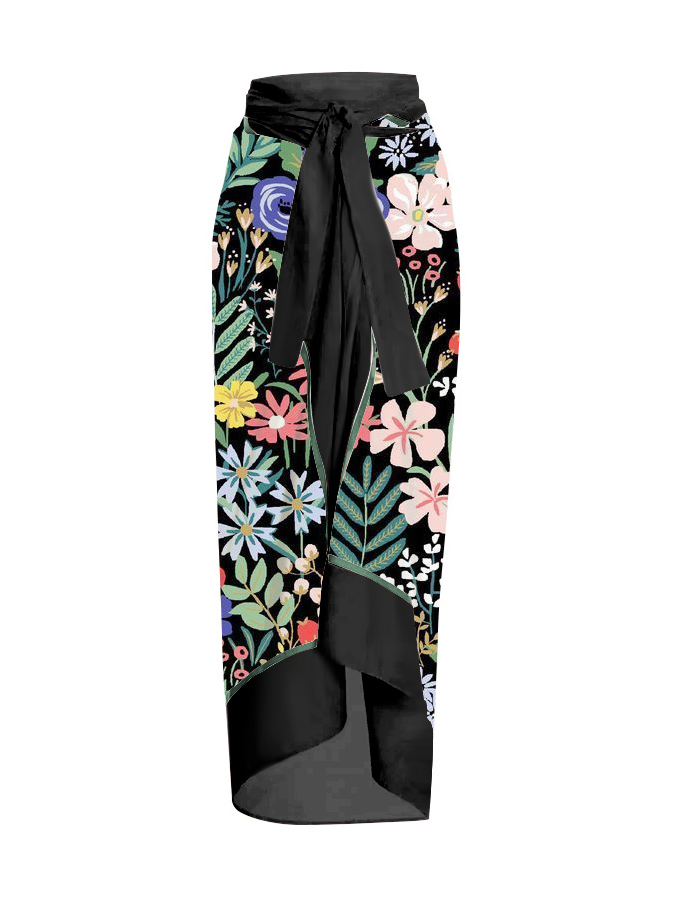 Vintage Floral Print One Piece Swimsuit And Cover Up