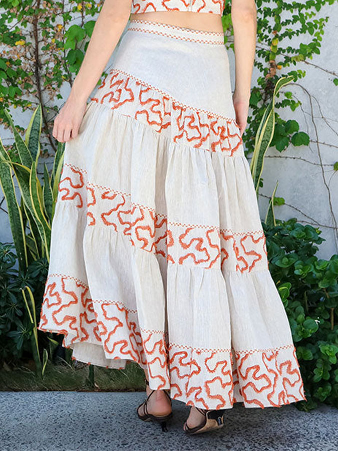 Irregular Print Bikini and Skirt