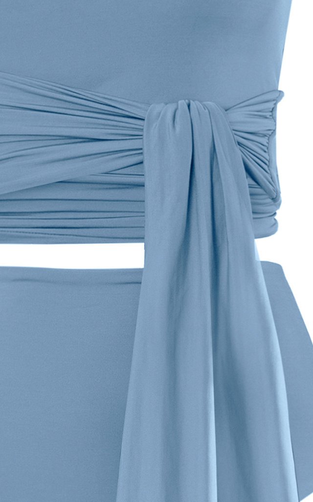Solid Color Waist Tie Swimsuit