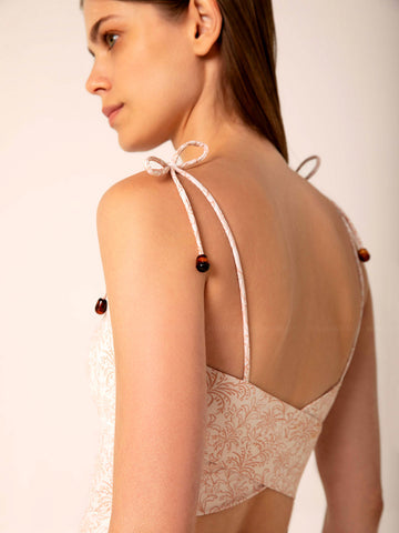 Printed Lace-Up One Piece Swimsuit