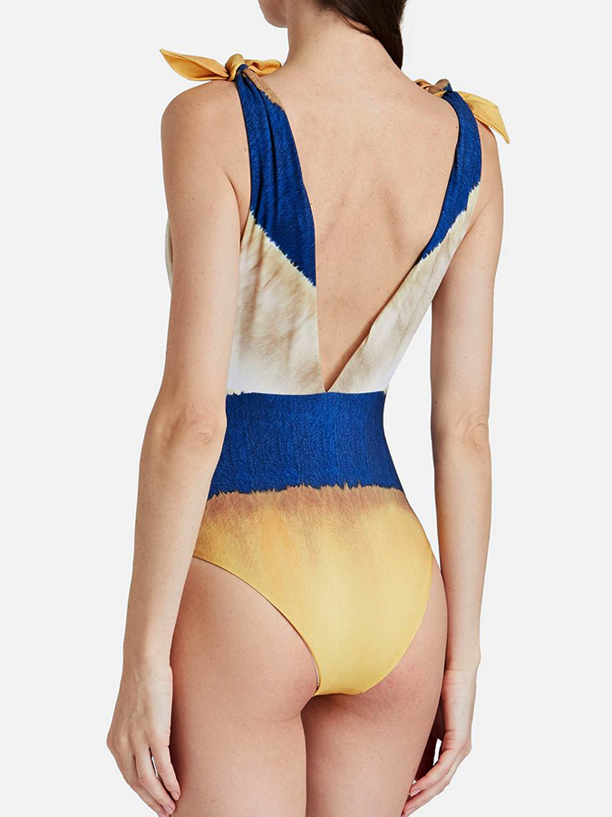 Ombre Print One Piece Swimsuit and Cover up