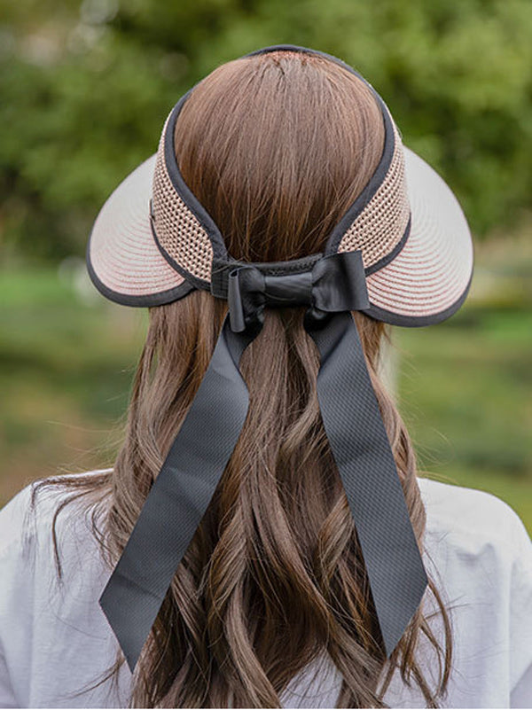 Solid Color Sunscreen Straw Woven Breathable Foldable Cap
