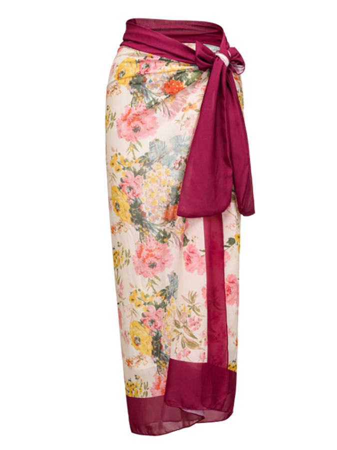 Floral Colorblock Print Swimsuit and Cover-up