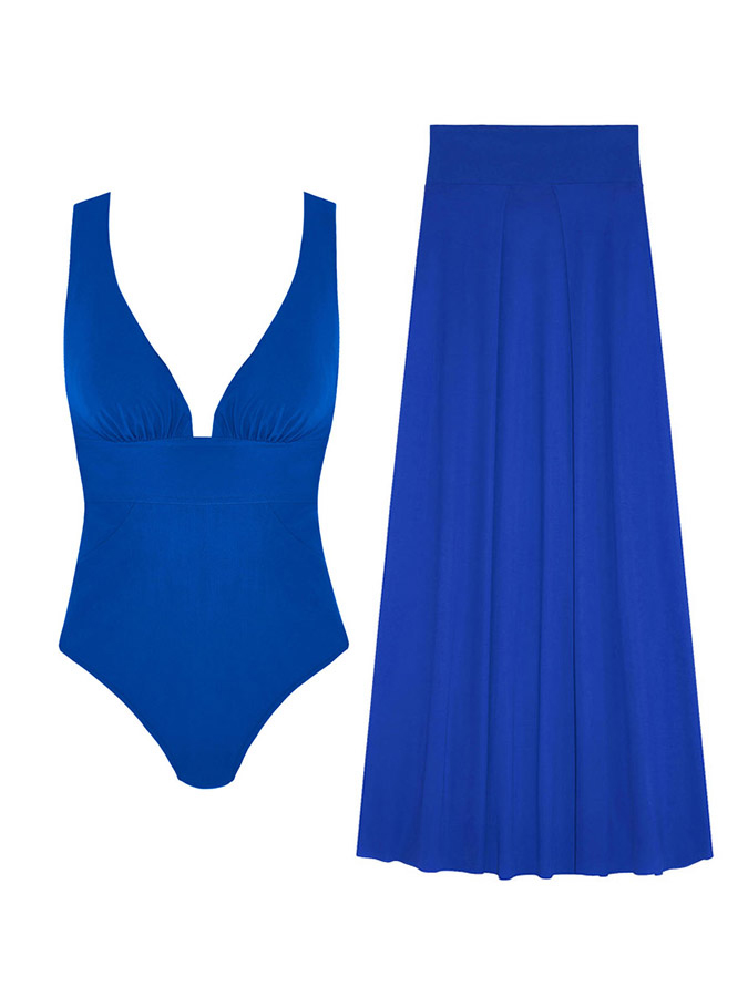 Printed One Piece Swimsuit And Cover Up