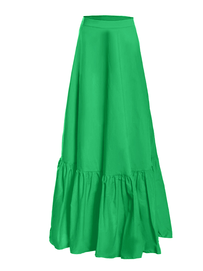 Beach Solid Puff Sleeve One-Piece Swimsuit and Skirt