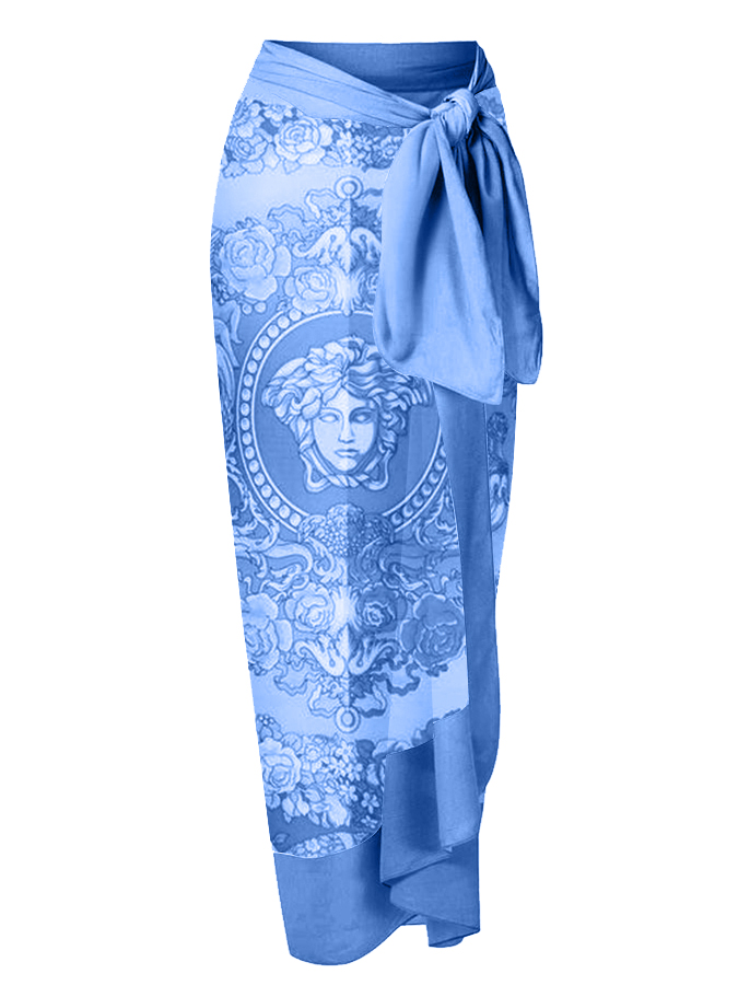 Panel Print Lace Up One Piece Swimsuit