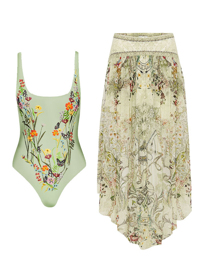 Floral Print Fashion One Piece Swimsuit