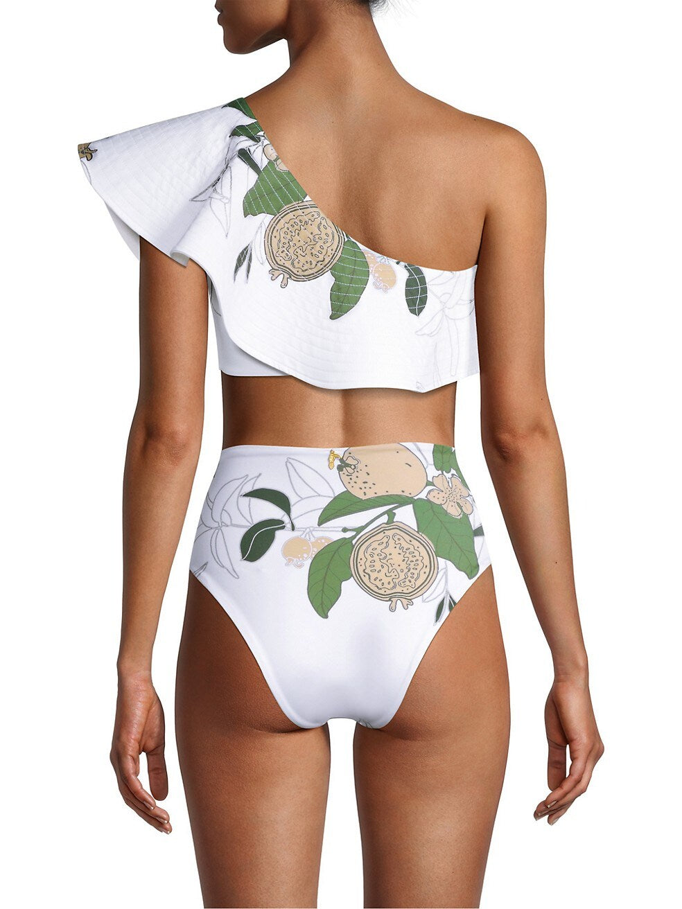 Printed One-shoulder Ruffled Swimsuit