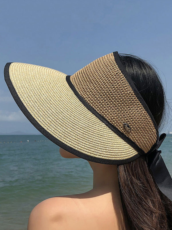 Solid Color Sunscreen Straw Woven Breathable Foldable Cap