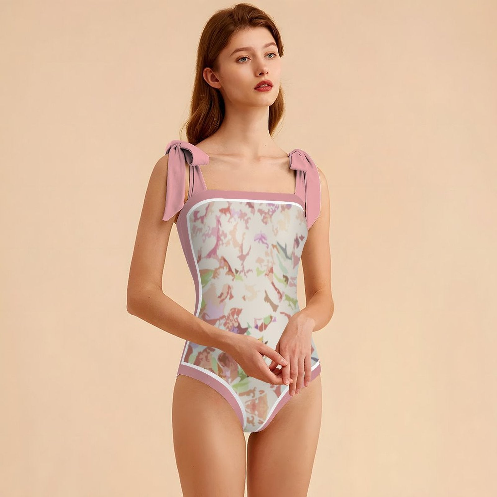 Fashion Printed One Piece Swimsuit And Cover Up 2305104419