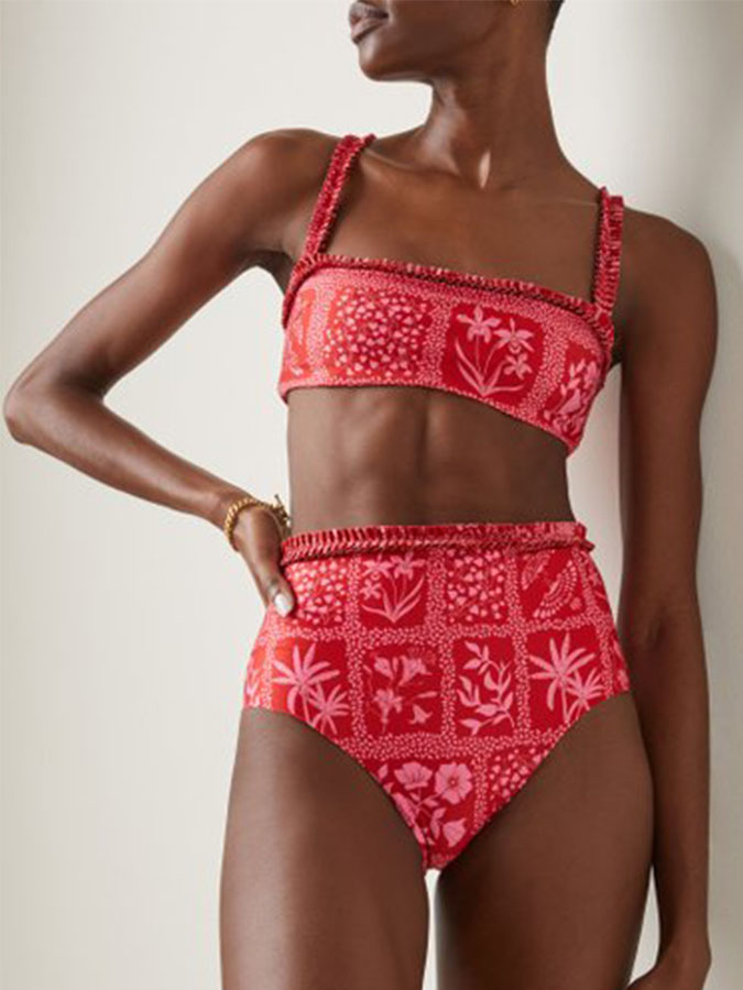 Red Sexy Print Bikini Swimsuit