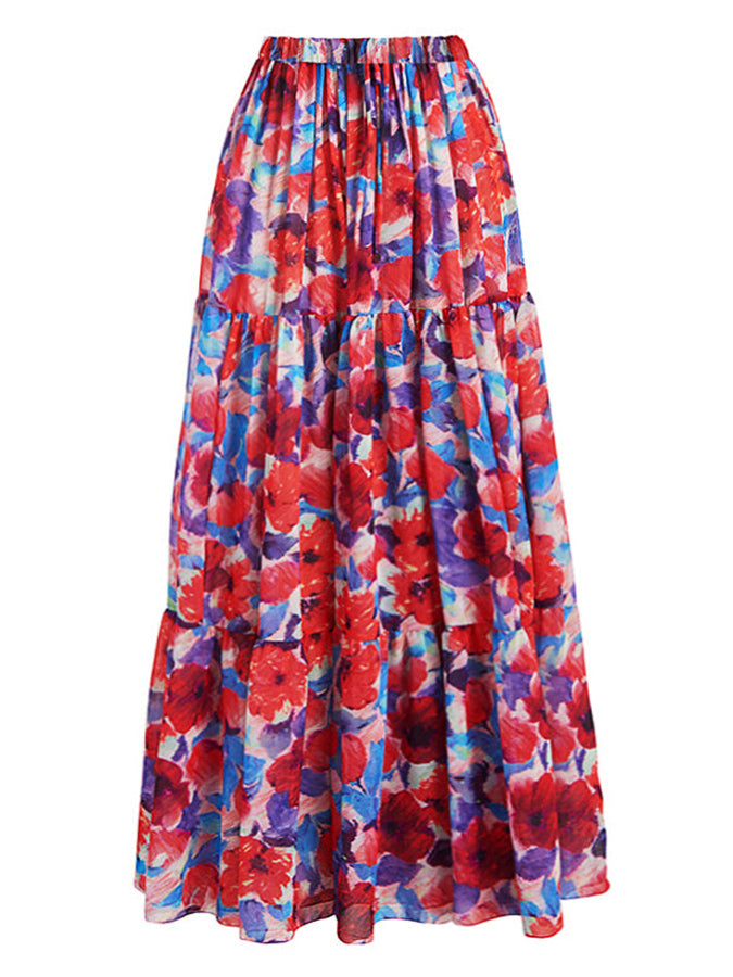 Fashion Floral Print One Piece Swimsuit and Cover Up