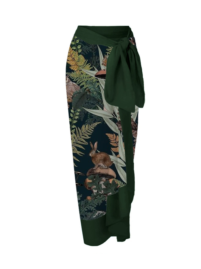 Fantasy Jungle Print One-Piece Swimsuit And Cover Up