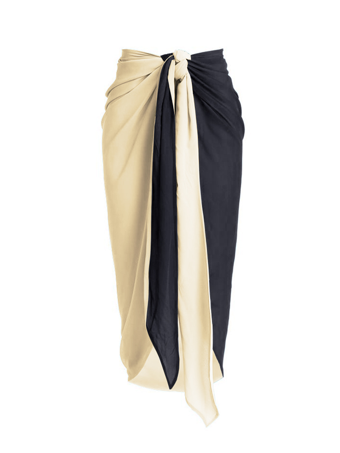 Black Beige Color Block One-Piece Swimsuit And Cover up