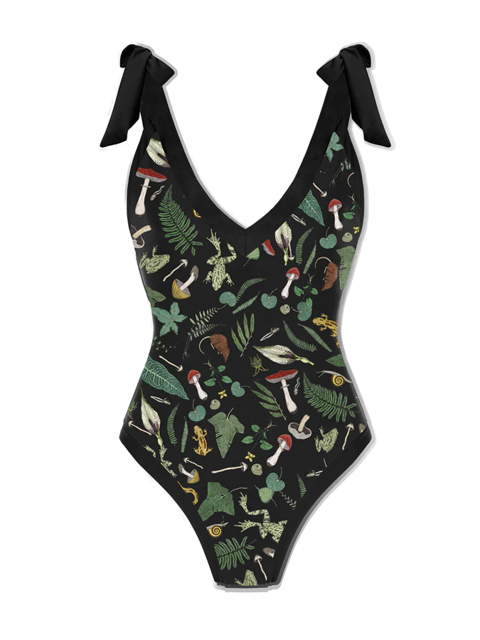 Mushroom Forest Printed Halter One Piece And Skirt